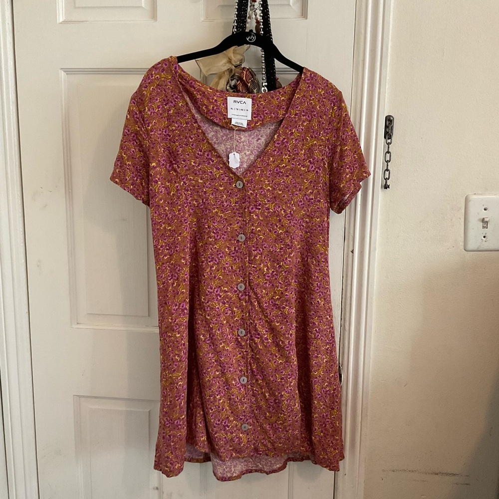 RVCA Pink and Purple Floral Top